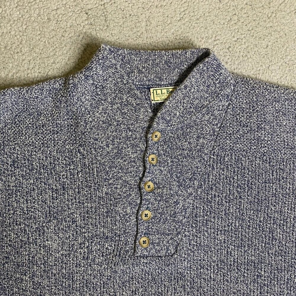 Vintage LL Bean Cotton Henley Sweater - Made In USA!